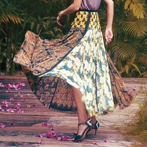 Anthropologie Byron Lars Beguile Metallic Lace Mixed Media Maxi Skirt 4